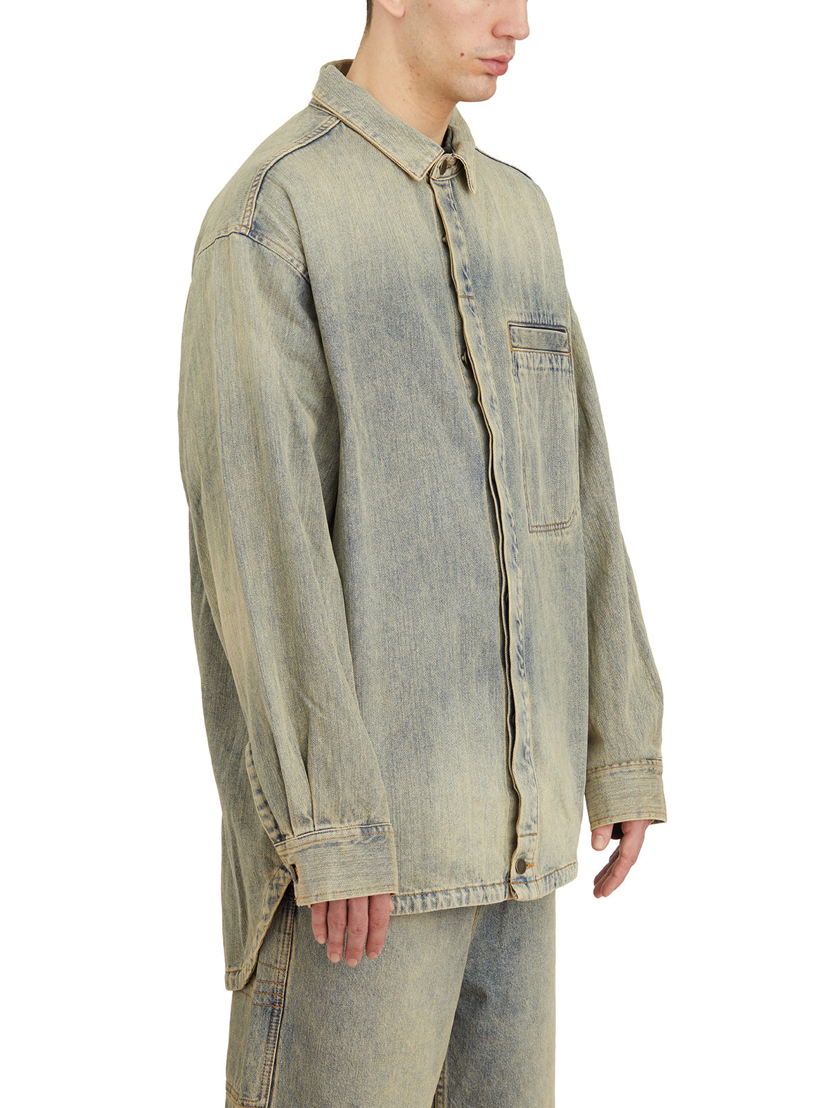 ENTIRE STUDIOS Denim Shirt with Herculean Surface Wave - Size M