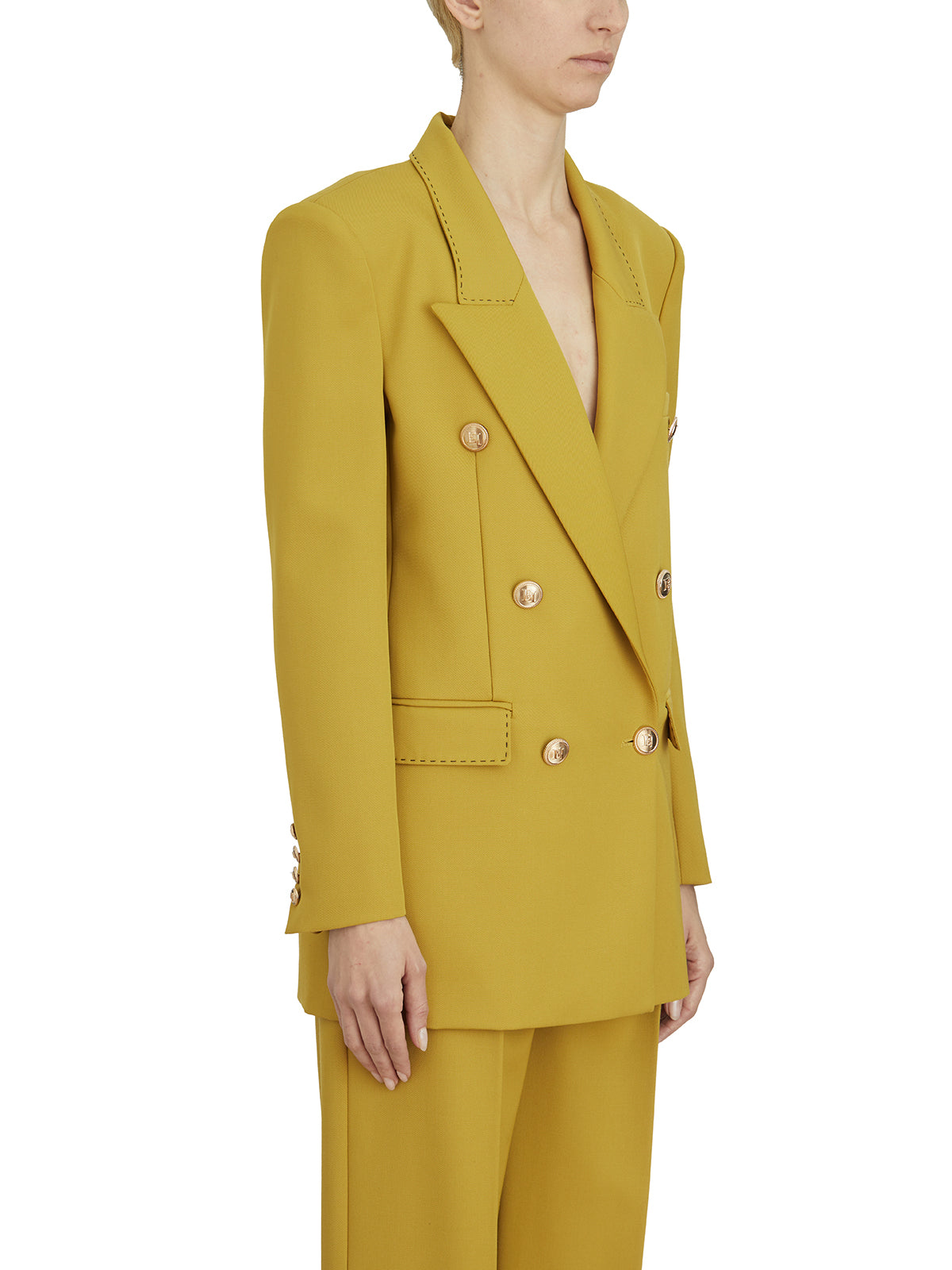 ELISABETTA FRANCHI Cool Wool Jacket with Embellished Buttons - Size 40