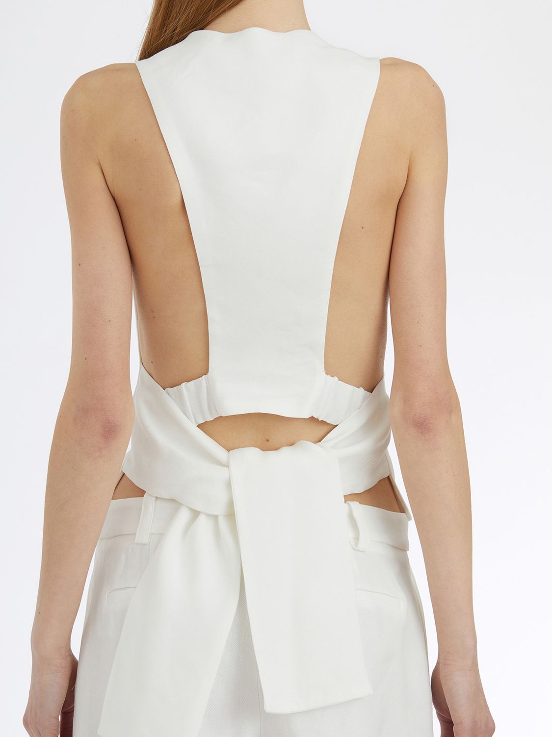 ELISABETTA FRANCHI V-Neck Linen Blend Vest Size 40