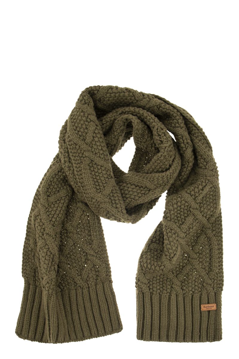 BARBOUR Knit Cap and Scarf Set with Faux Fur Pom-Pom - 176 x 25 cm