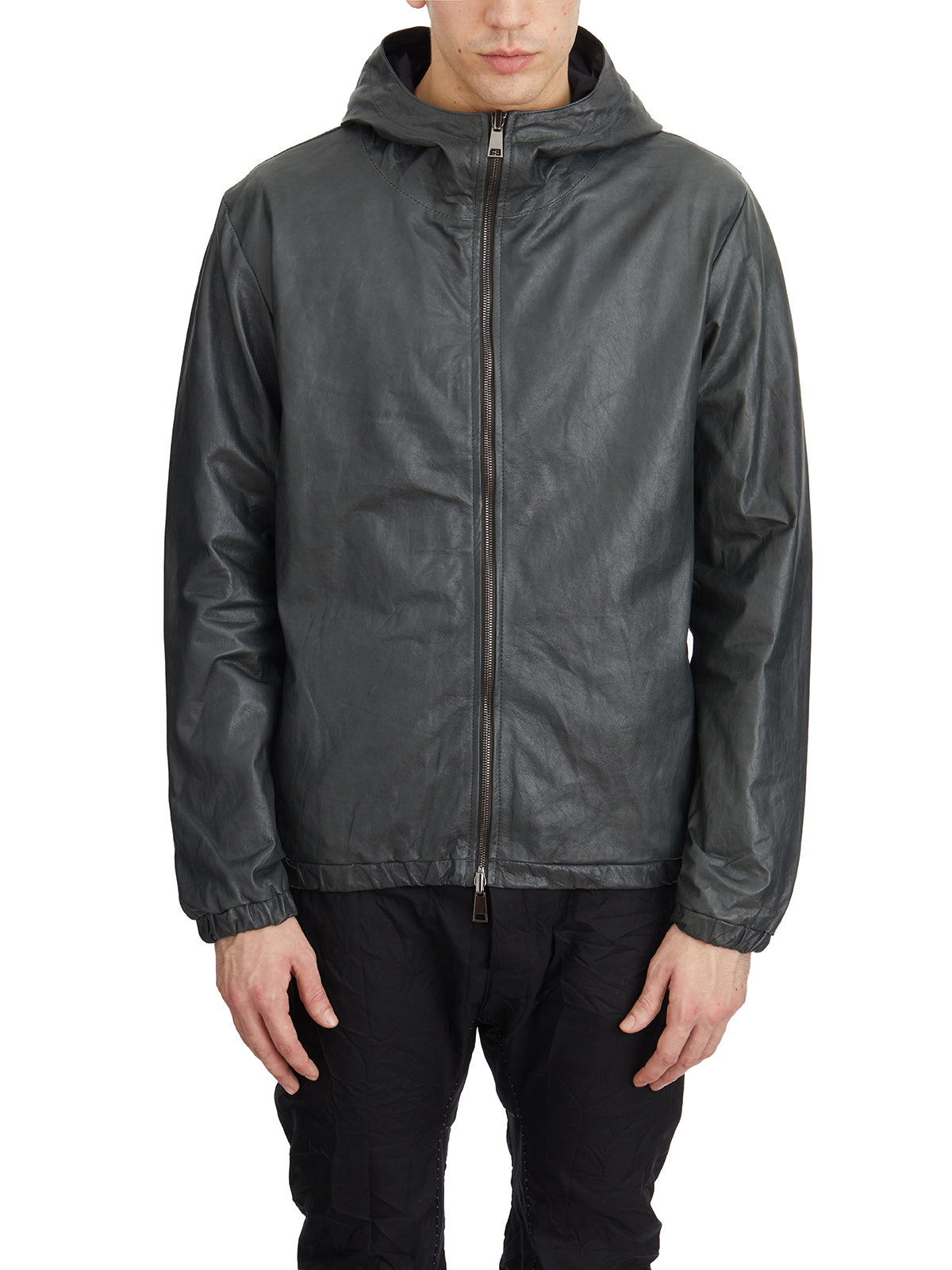 GIORGIO BRATO Leather Jacket with Hood - Size 50