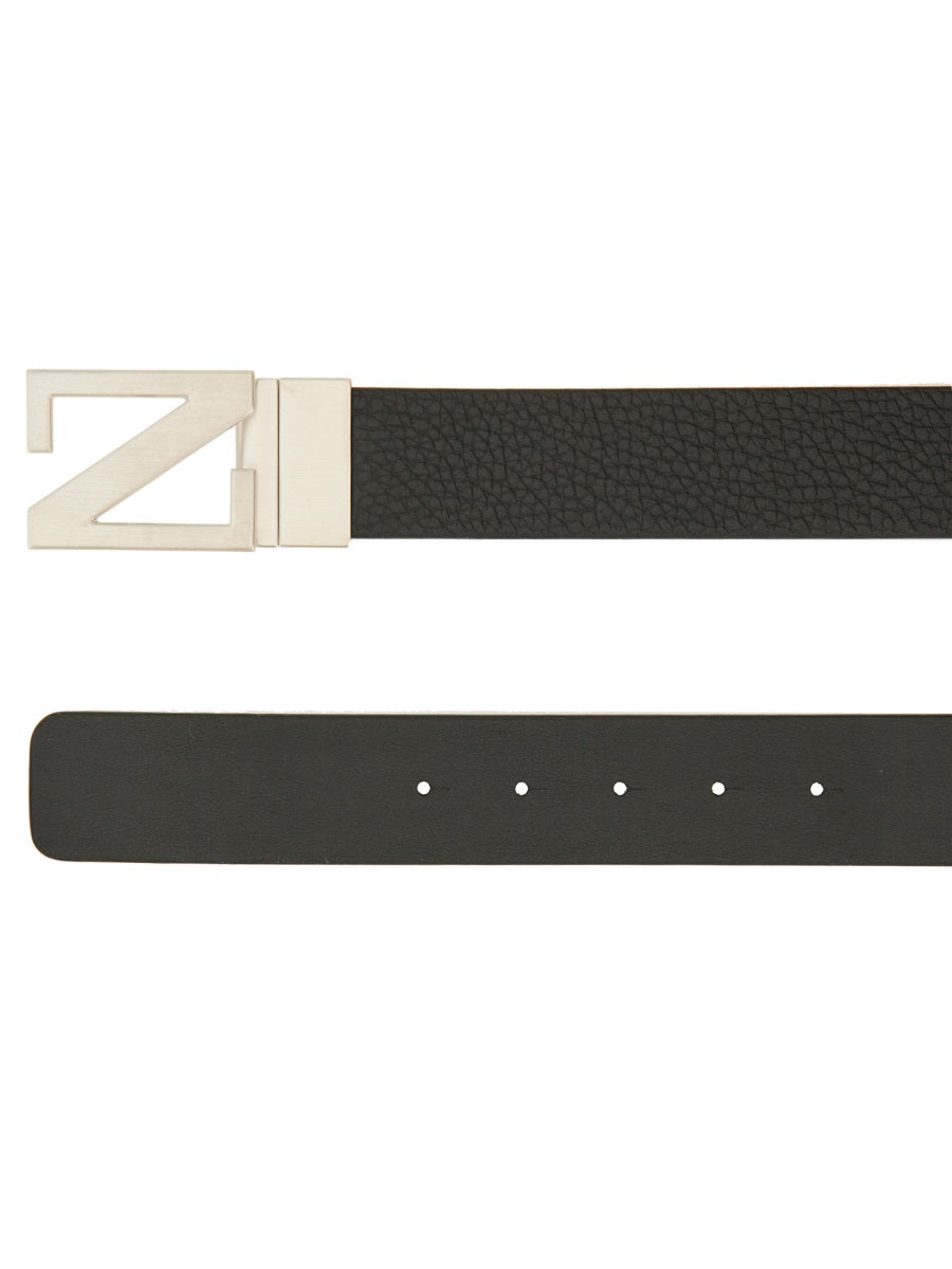 ZEGNA Reversible Leather Belt with Monogram Buckle