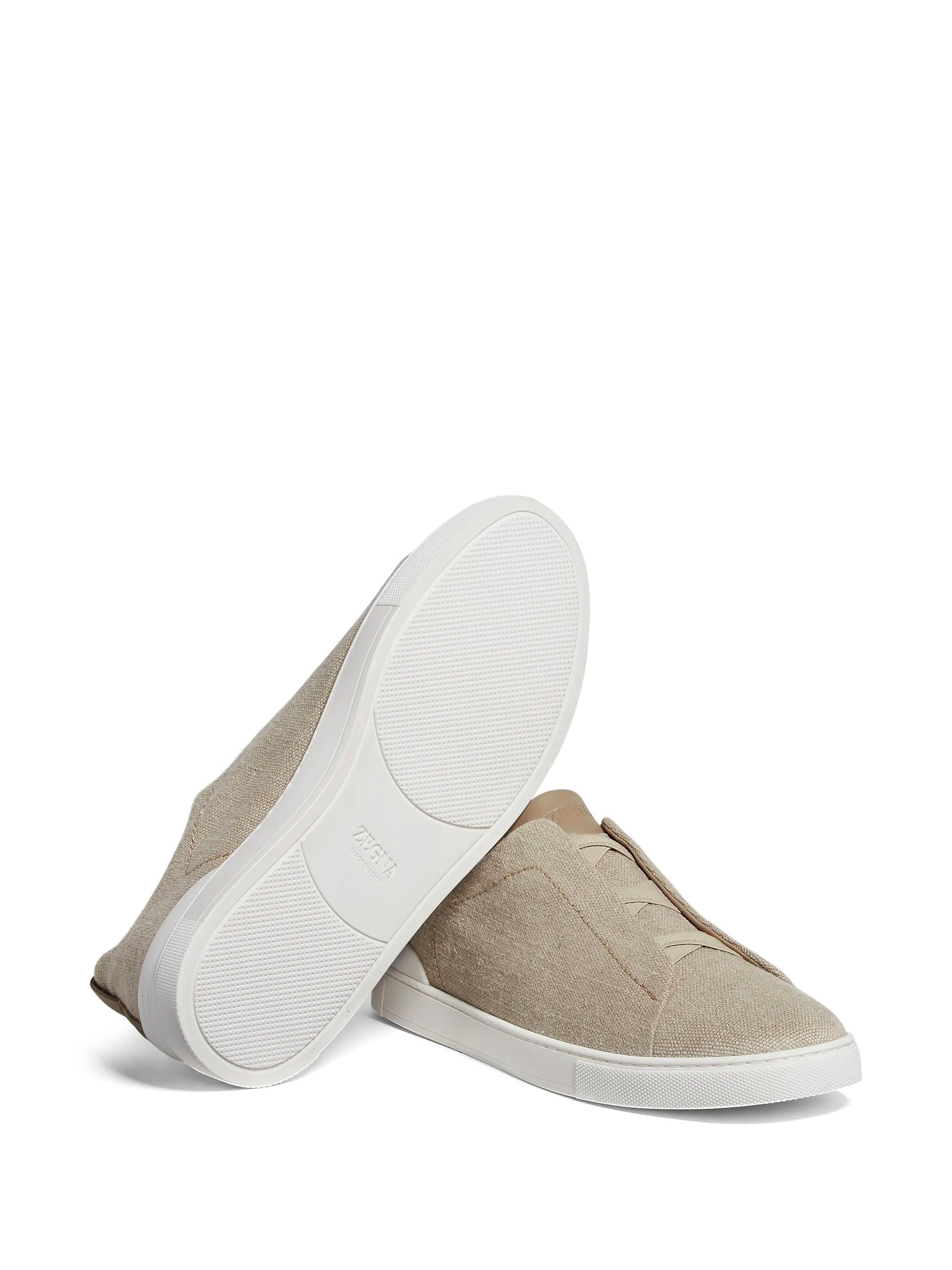 ZEGNA Triple Stitch™ Sneaker in Cotton Linen and Leather