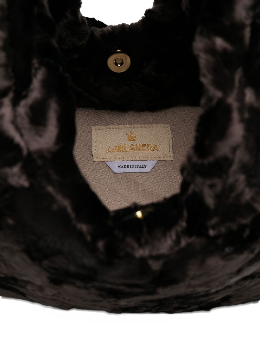 LA MILANESA Medium Crushed Texture Triangular Handbag with Top Handle