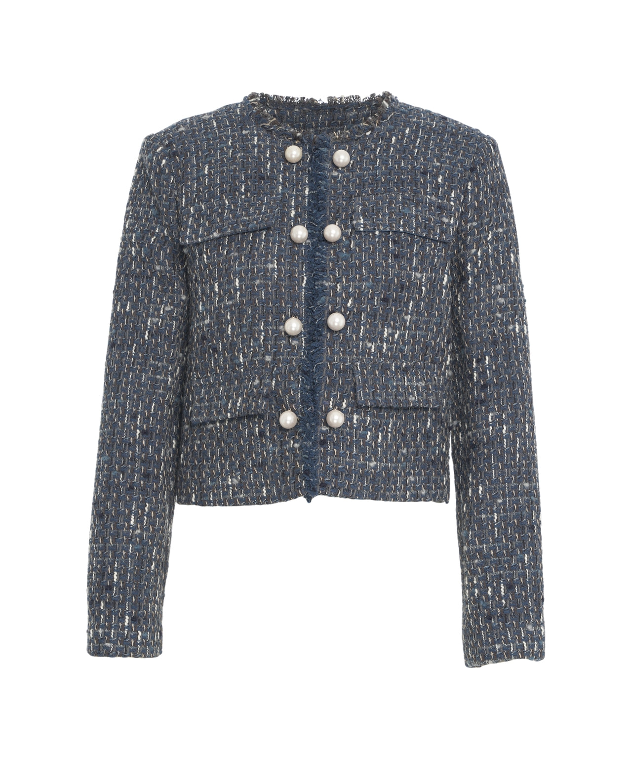 LIU JO Elegantly Frayed Bouclé Blazer