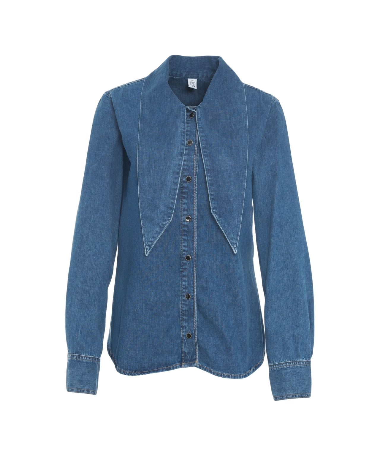 LIU JO Elegant Denim Blouse with Bow Collar