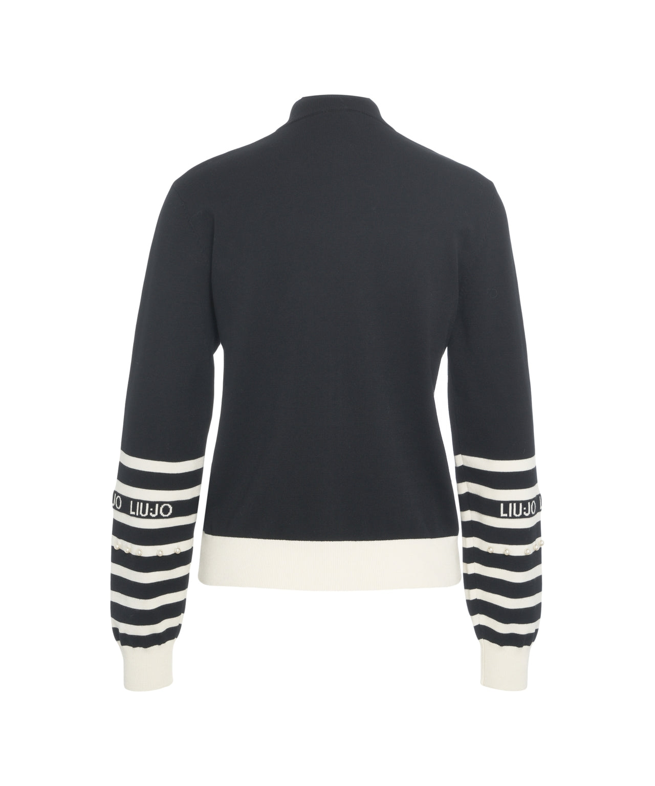 LIU JO Striped Full-Zip Cardigan with Sparkling Details