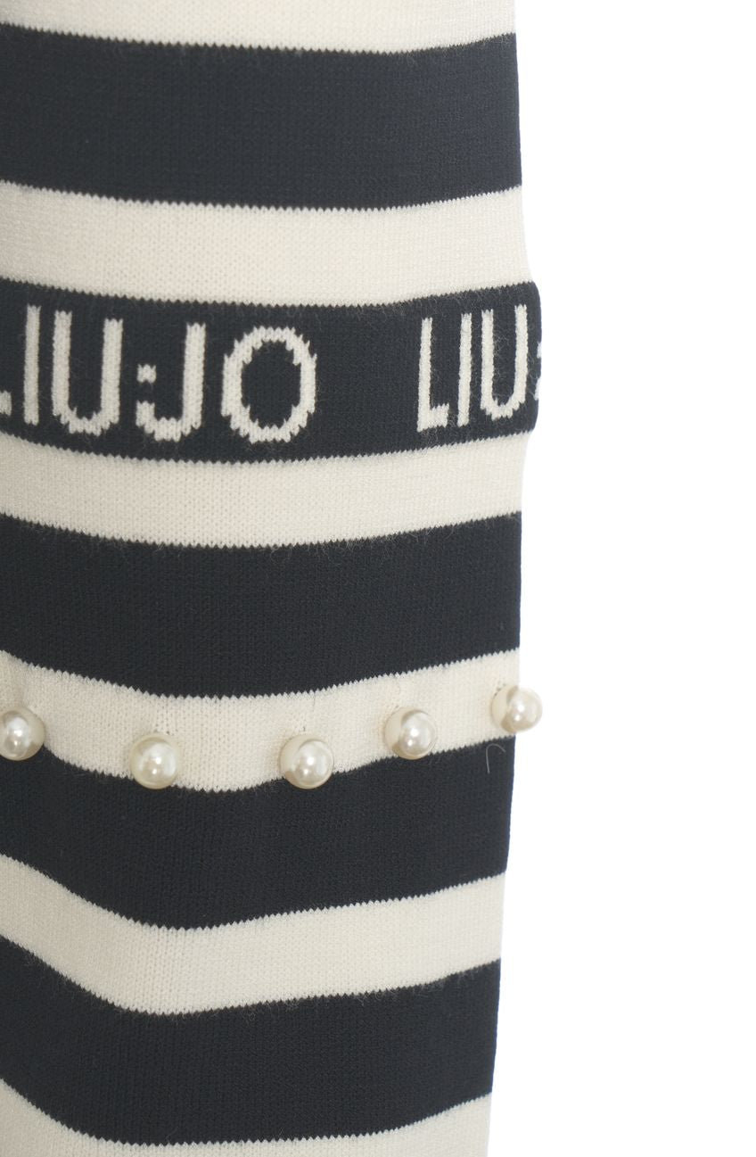 LIU JO Striped Full-Zip Cardigan with Sparkling Details