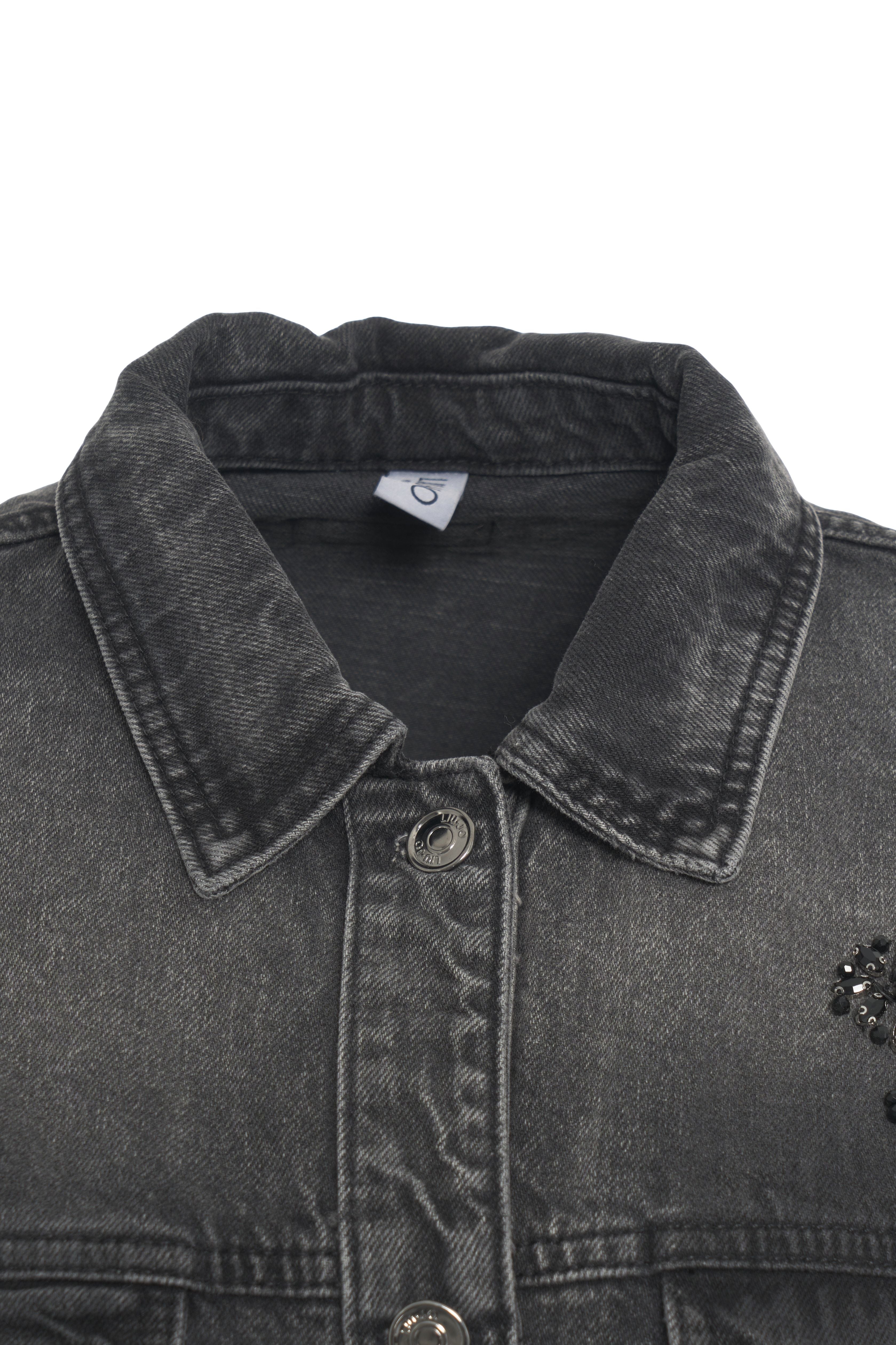 LIU JO Oversized Denim Jacket with Strass Details