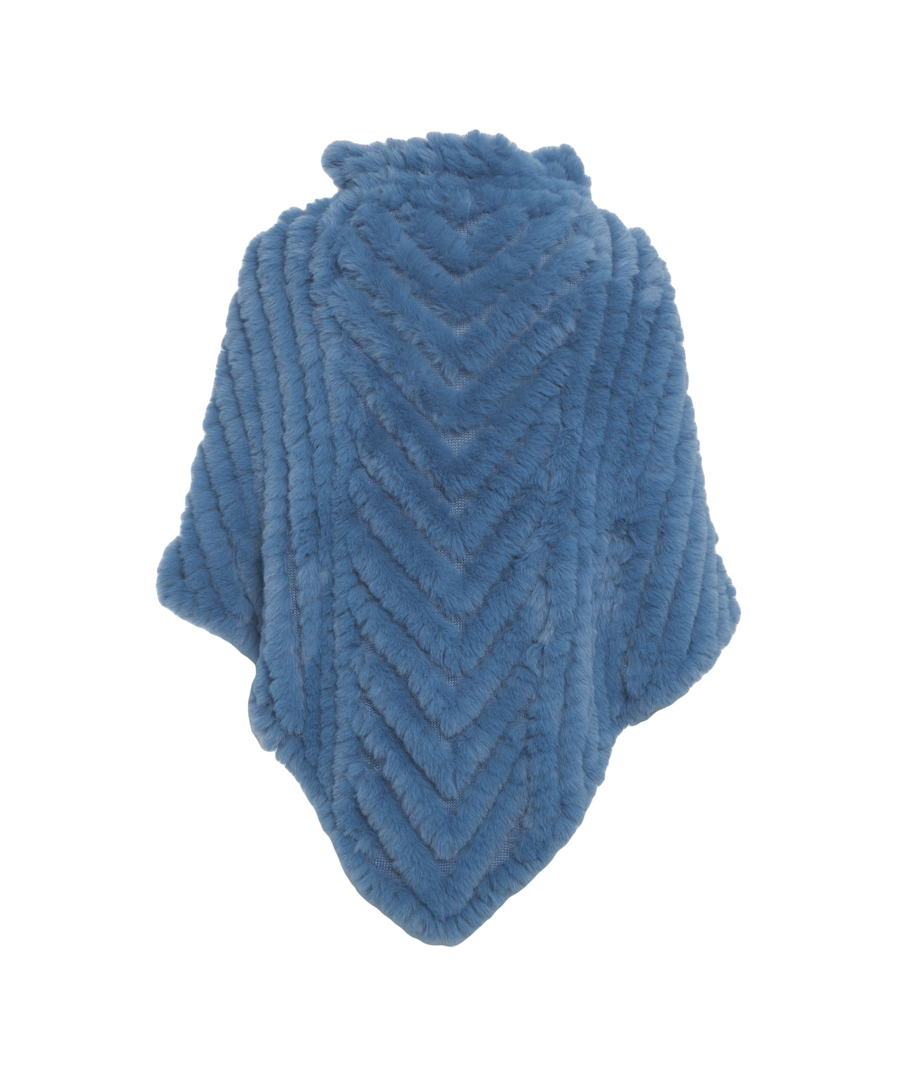 LIU JO Chevron Pattern Faux Fur Poncho - Oversized Fit