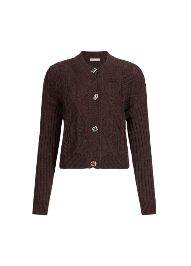 LIU JO WHITE Cropped Cable Knit Cardigan for Women