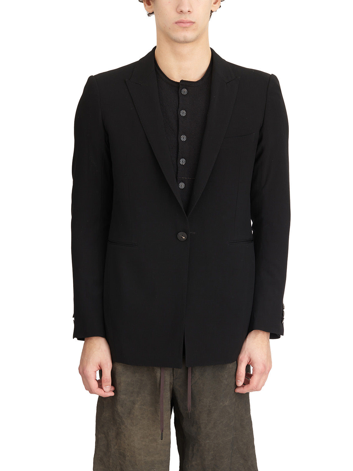 DEVOA Men's One Button Wool Jacket - Size 3