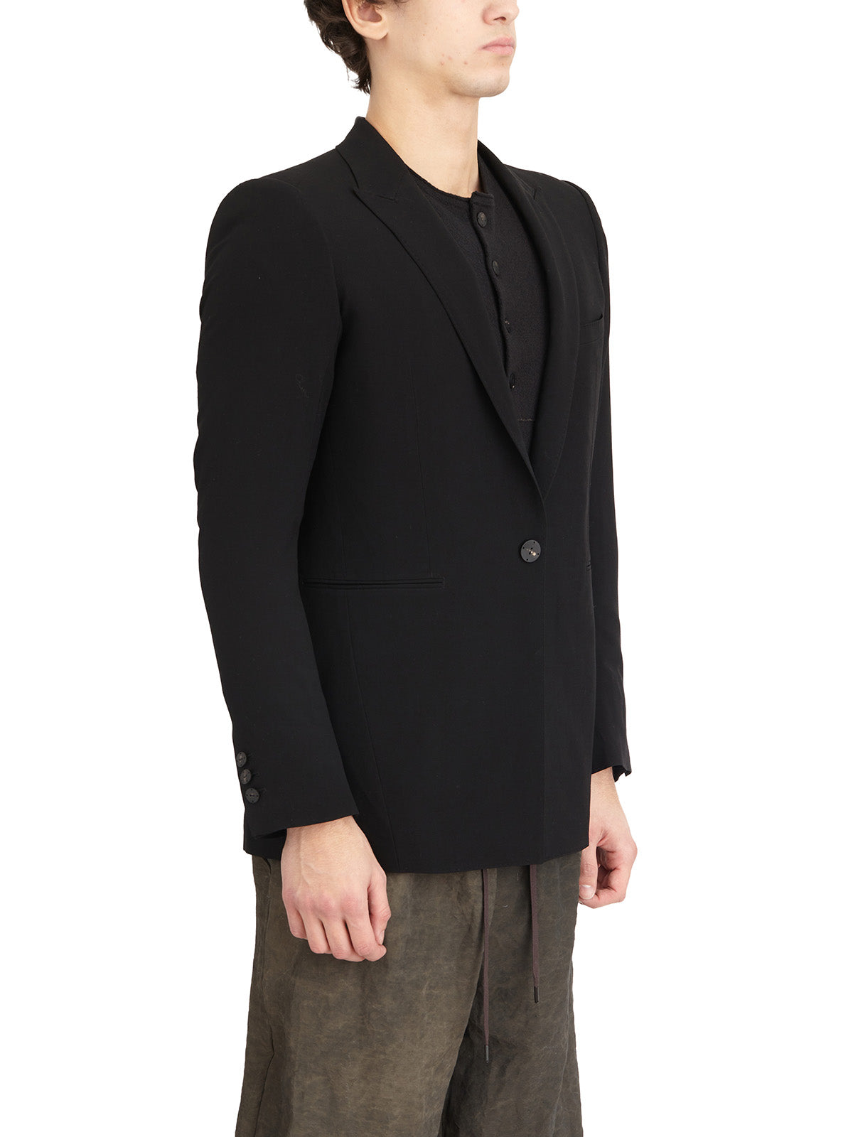 DEVOA Men's One Button Wool Jacket - Size 3