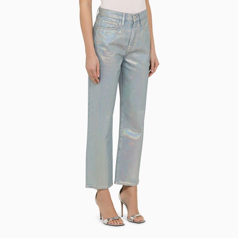 FRAME Cropped Straight Jeans in Hologram Denim