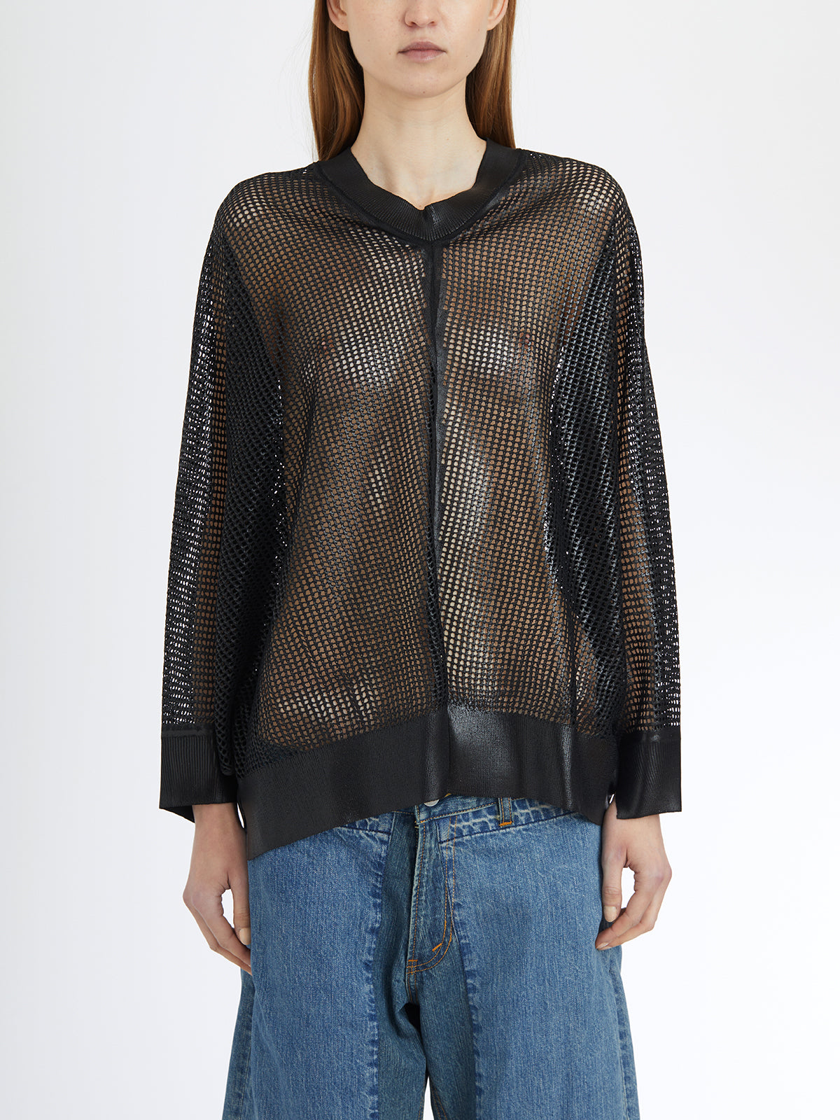 JUNYA WATANABE Oversized Mesh Sweater with Batwing Sleeves - Size S