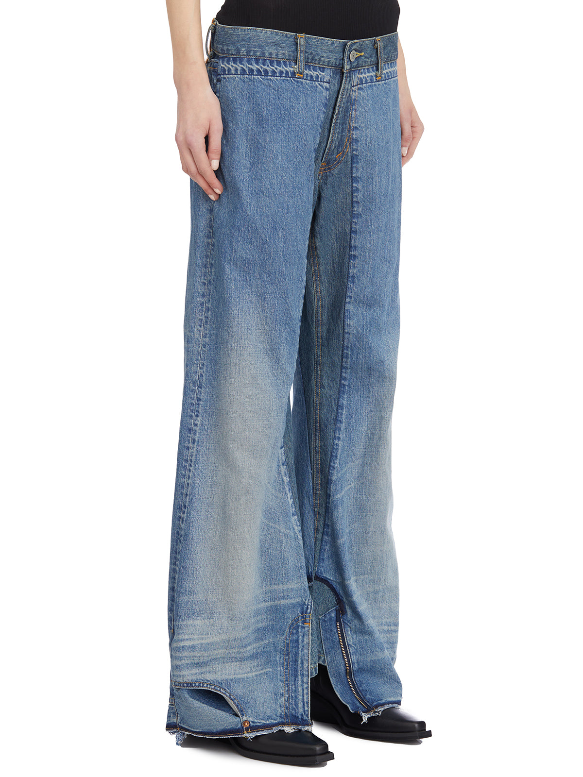JUNYA WATANABE Reconstructed Flared Denim Pants - Size S