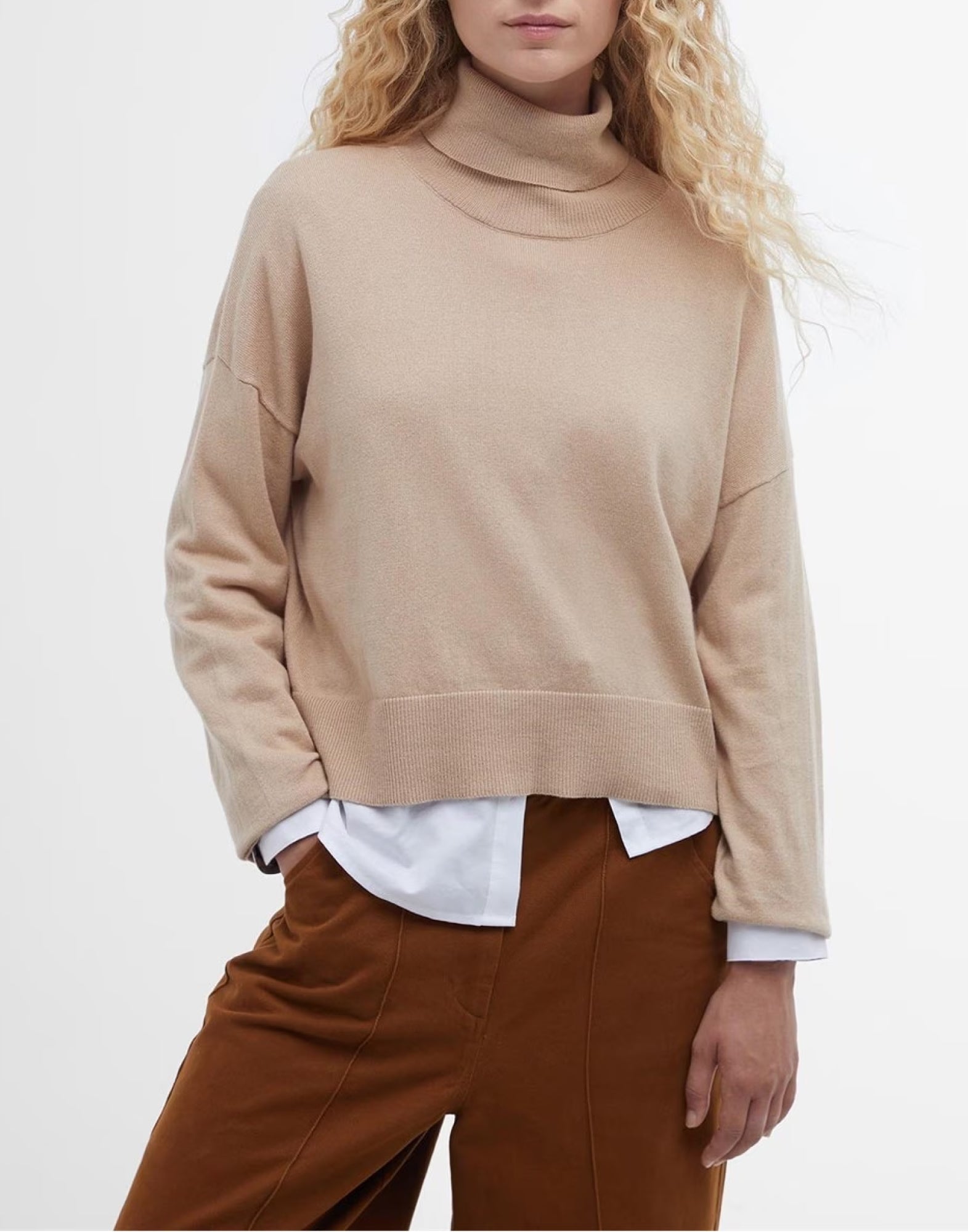 BARBOUR Women's Cotton/Cashmere Rollneck Sweater - Long Sleeve