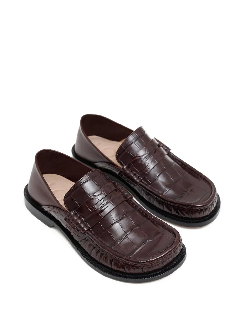 LOEWE Smooth & Crocodile-Effect Moccasins - Women’s Foldable Flats
