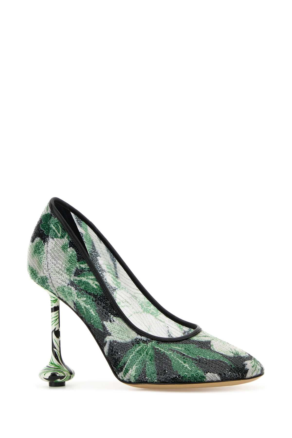 LOEWE Embellished Floral Mesh Toy Pumps 90