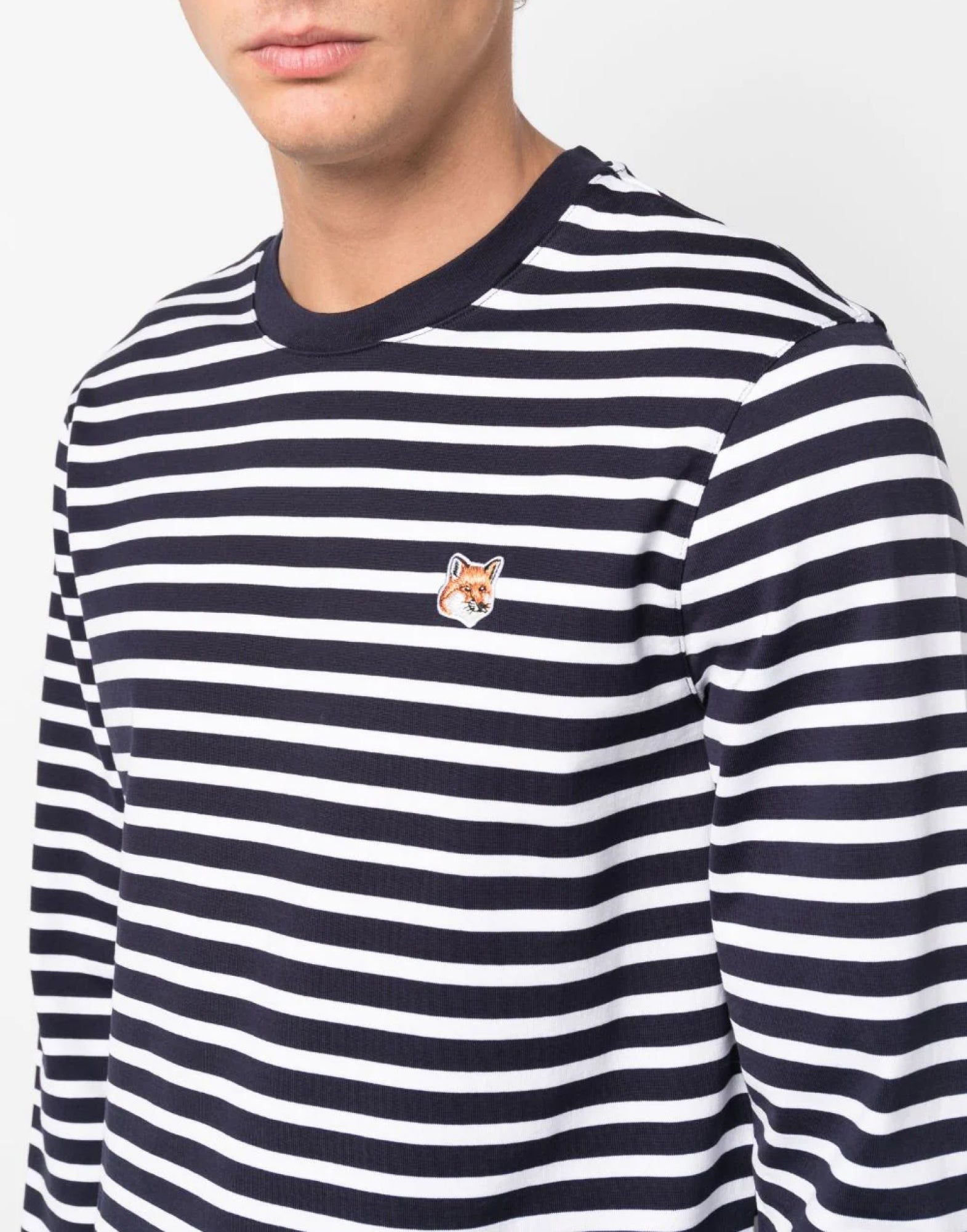 MAISON KITSUNÉ Striped Logo Long Sleeve T-Shirt