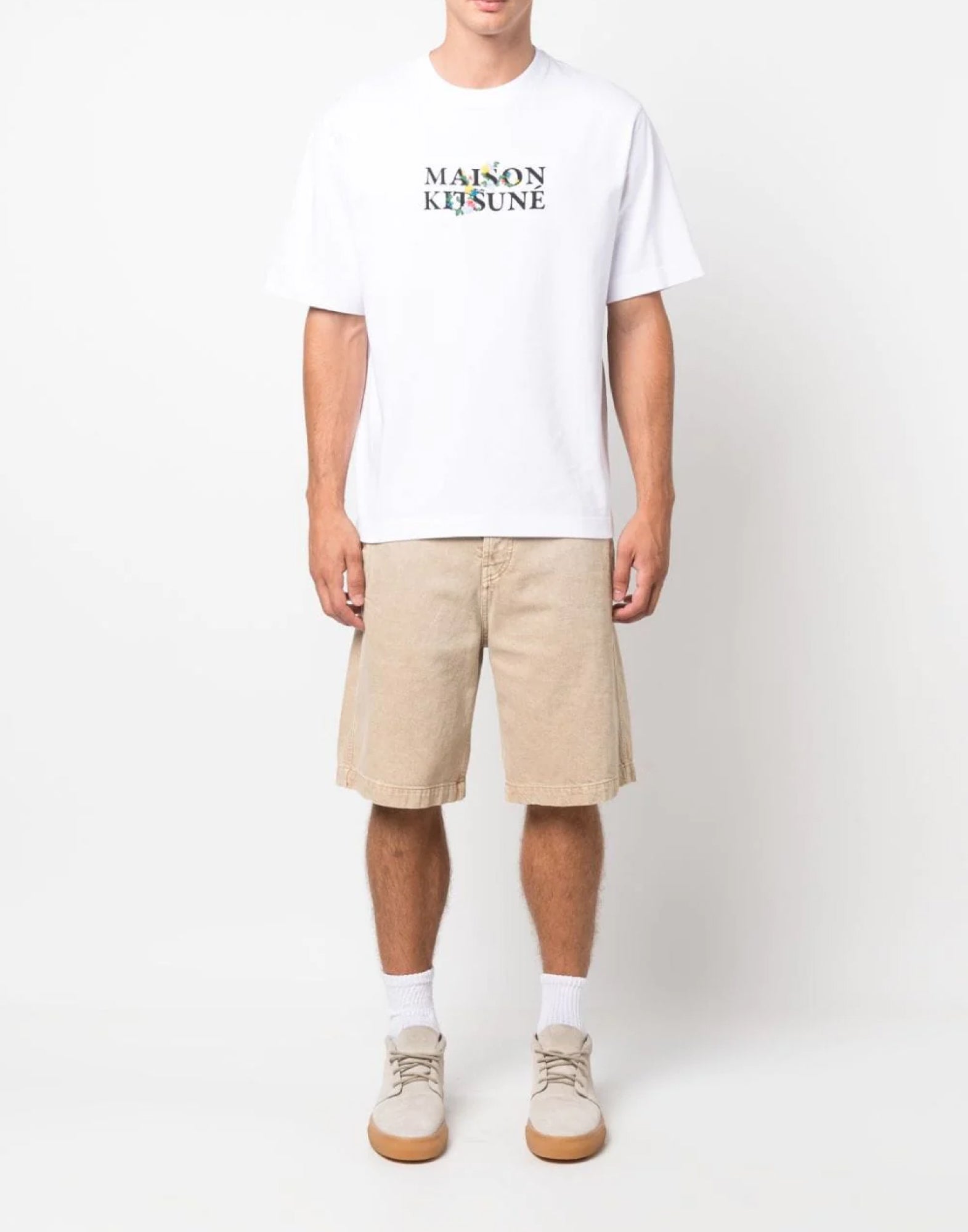 MAISON KITSUNÉ Floral Print Logo T-Shirt - Short Sleeve