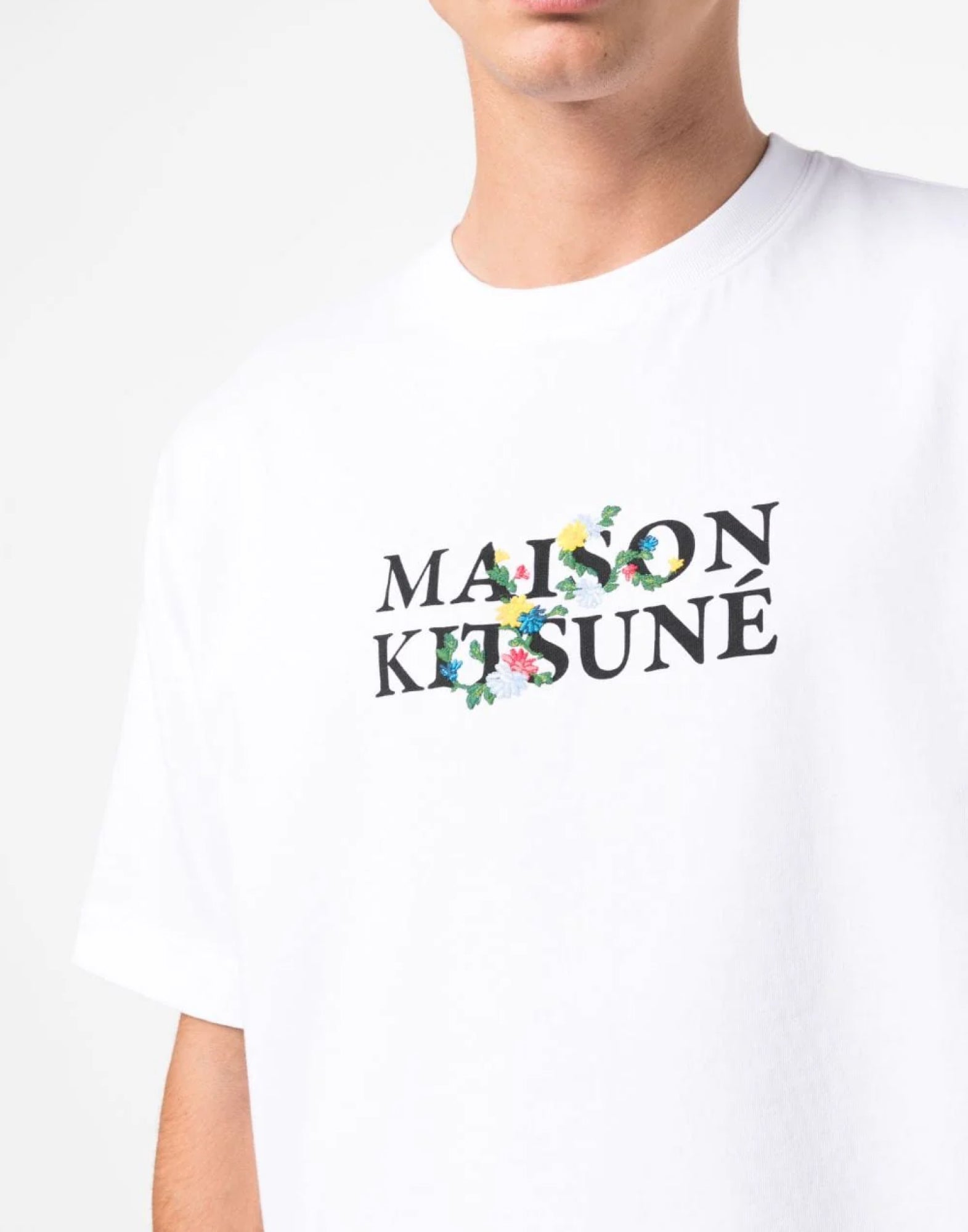 MAISON KITSUNÉ Floral Print Logo T-Shirt - Short Sleeve