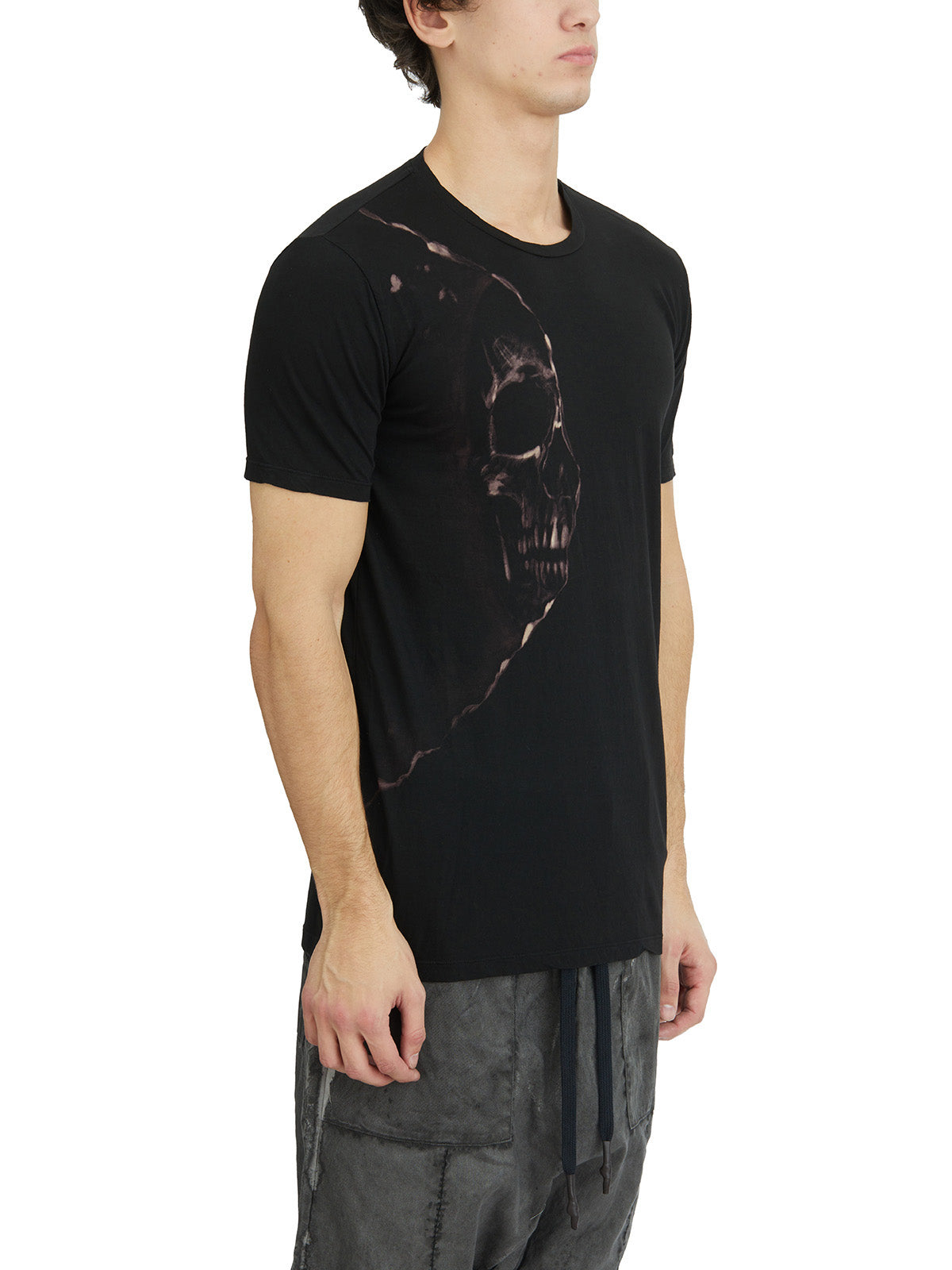 MD75 Slim Fit Crew Neck Cotton T-Shirt with Skull Print - Size M