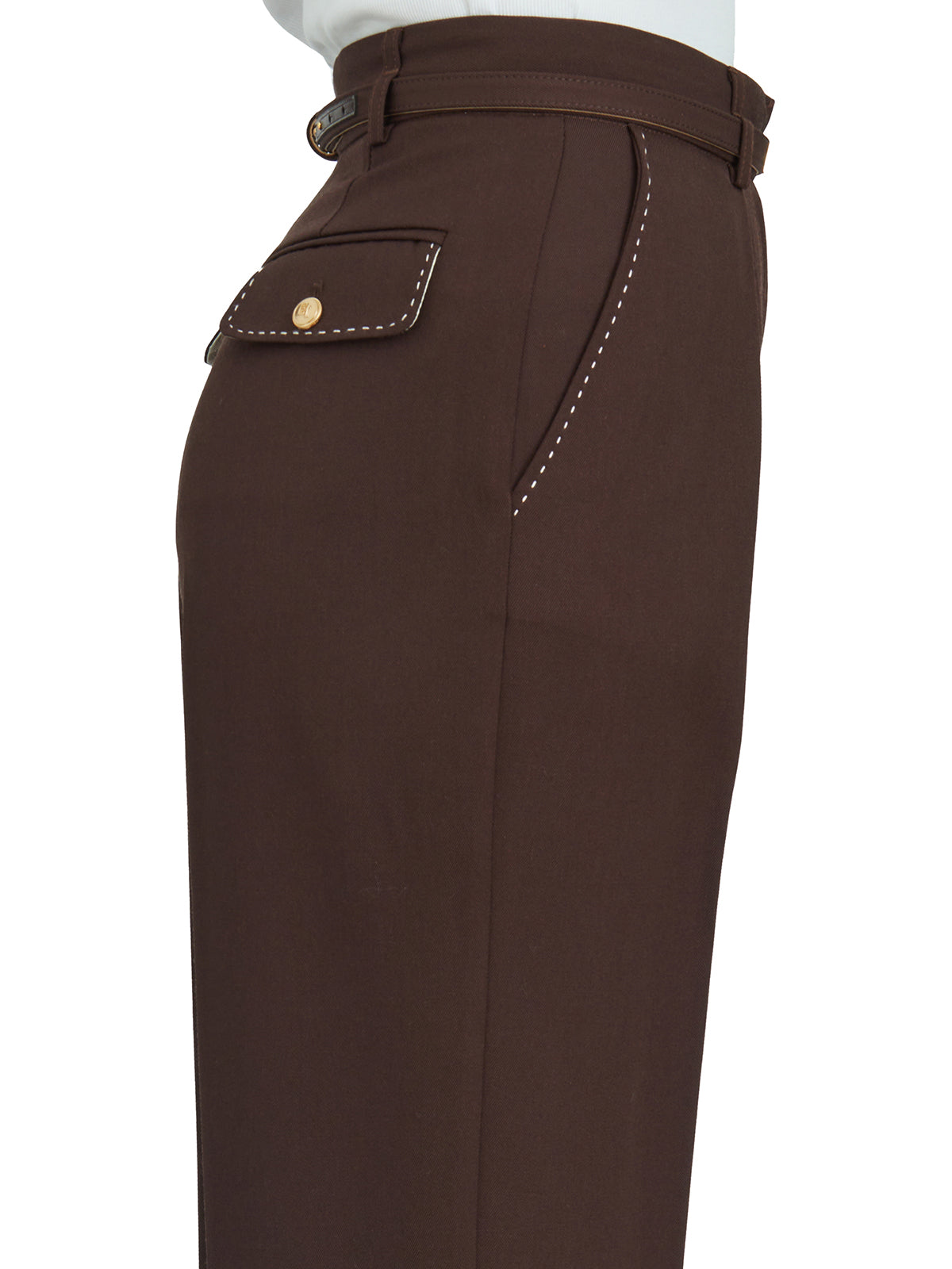 ELISABETTA FRANCHI Cool Wool Trousers with Belt Size 40