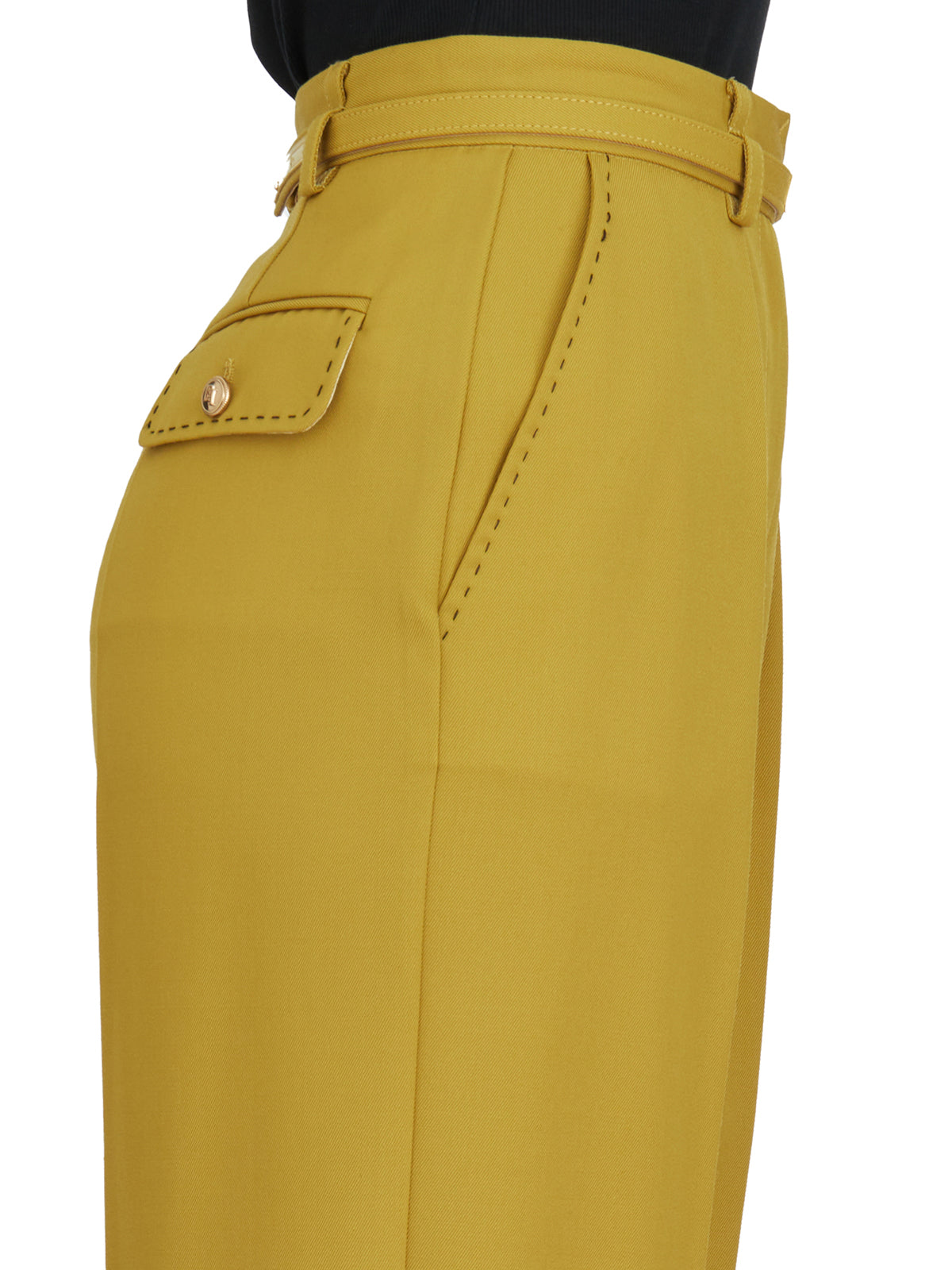 ELISABETTA FRANCHI Chic Cool Wool Trousers with Belt - Size 40