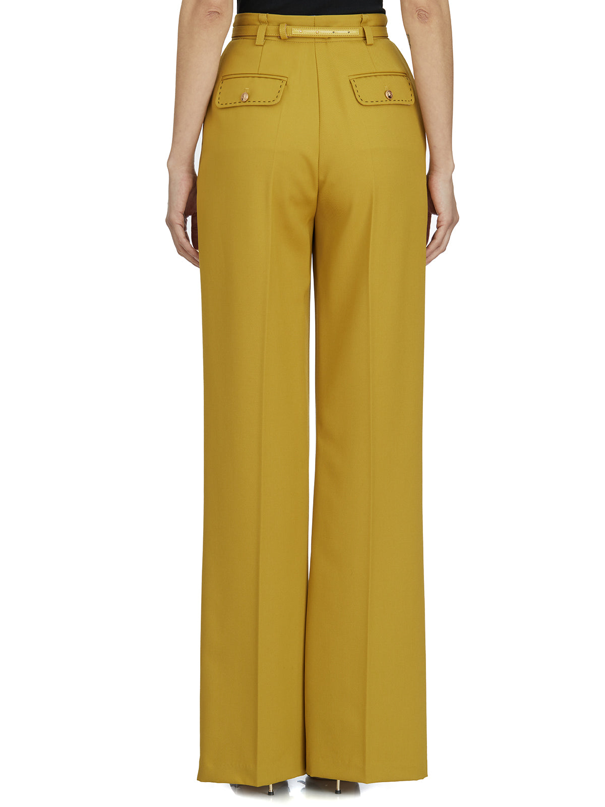 ELISABETTA FRANCHI Chic Cool Wool Trousers with Belt - Size 40