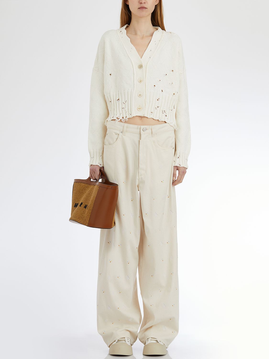 MARNI Embroidered Wide Leg Trousers - Size 40