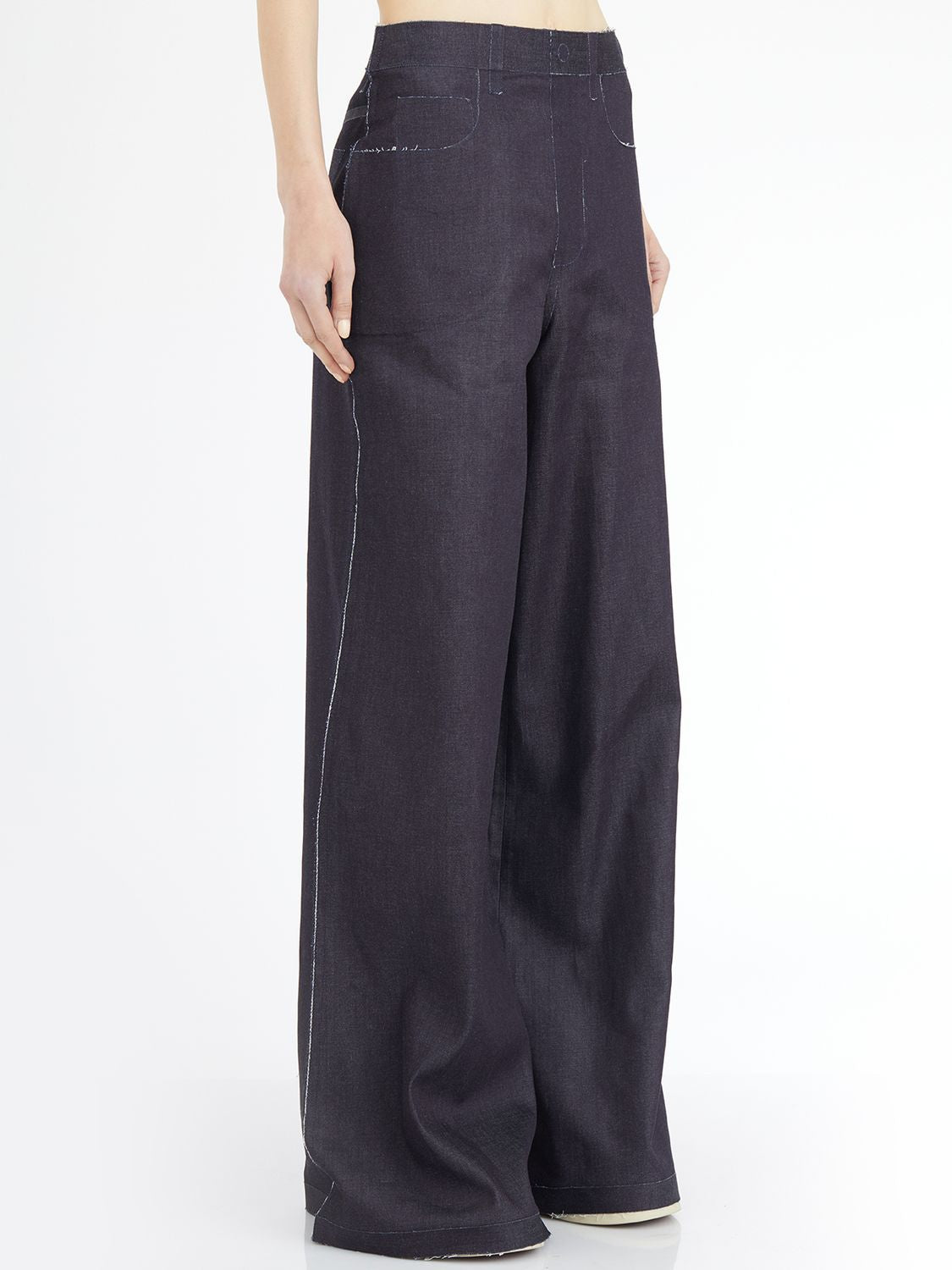 MARNI Women's Low-Rise Wide Leg Stretch Denim Trousers