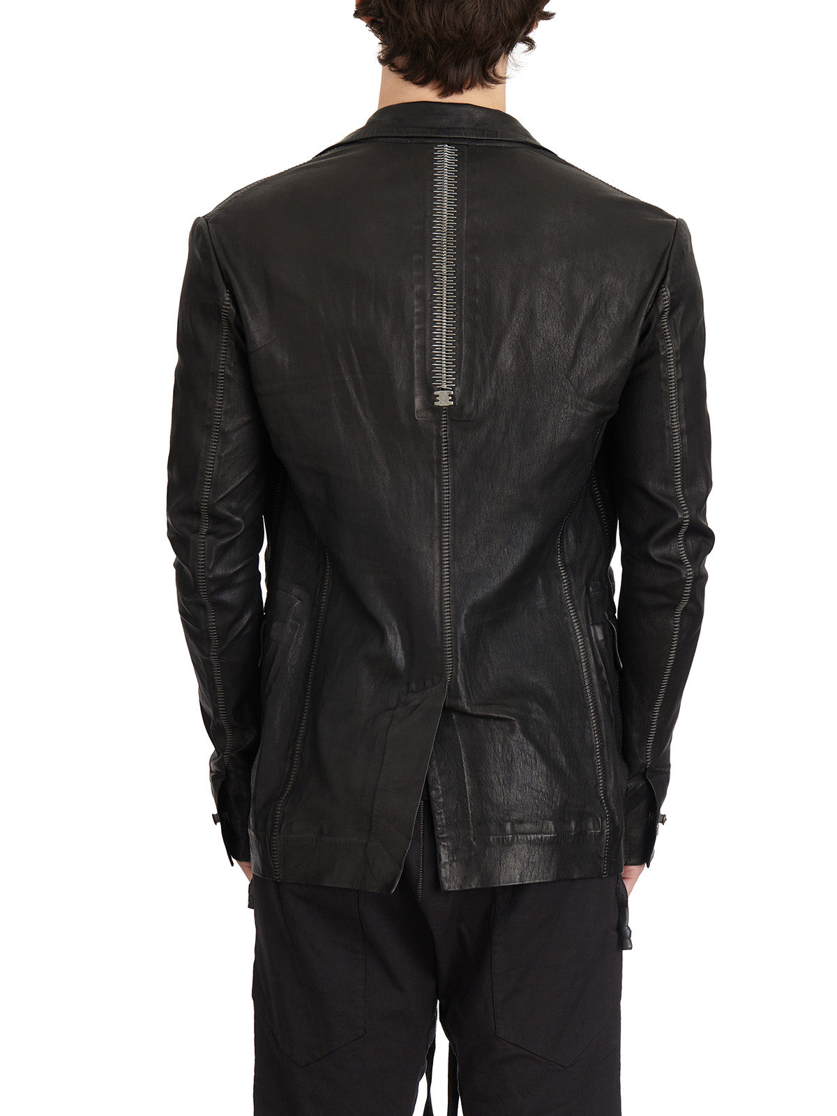 ISAAC SELLAM Men's One Button Leather Blazer - Size M