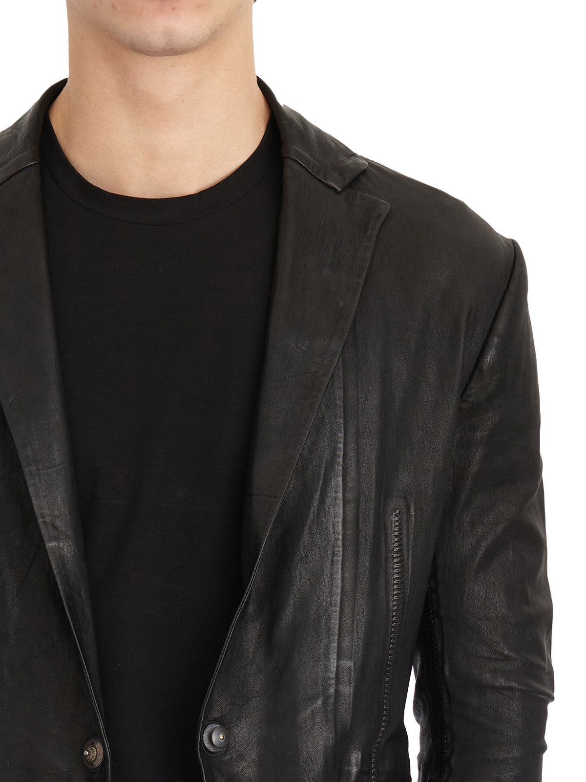 ISAAC SELLAM Men's One Button Leather Blazer - Size M