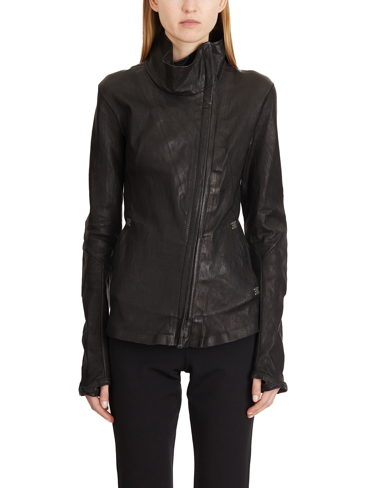 ISAAC SELLAM High Neck Leather Jacket - Size 38