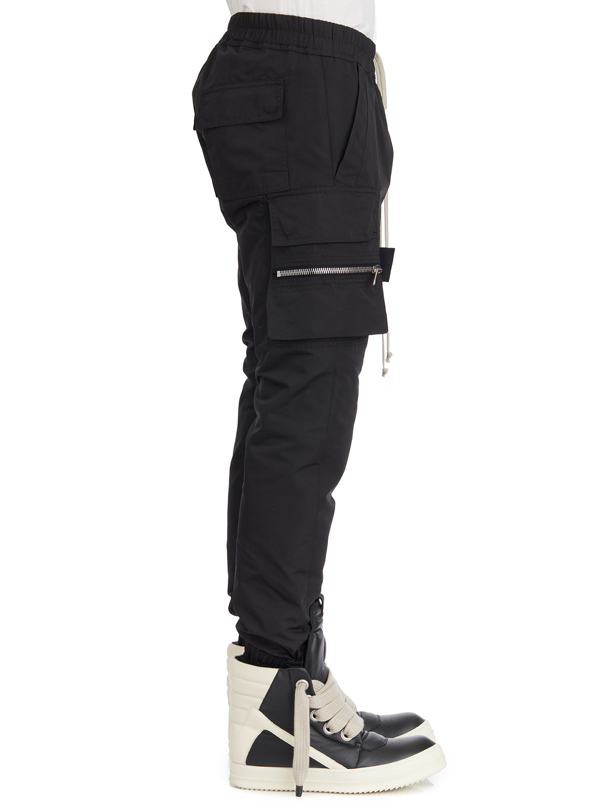 RICK OWENS Men's Mini Cargo Trousers with Elastic Waist - Size 48