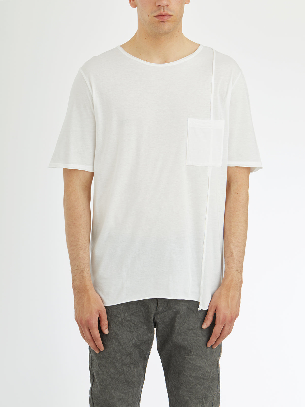 DAUB Men's Cotton T-Shirt with Chest Pocket - Size 48