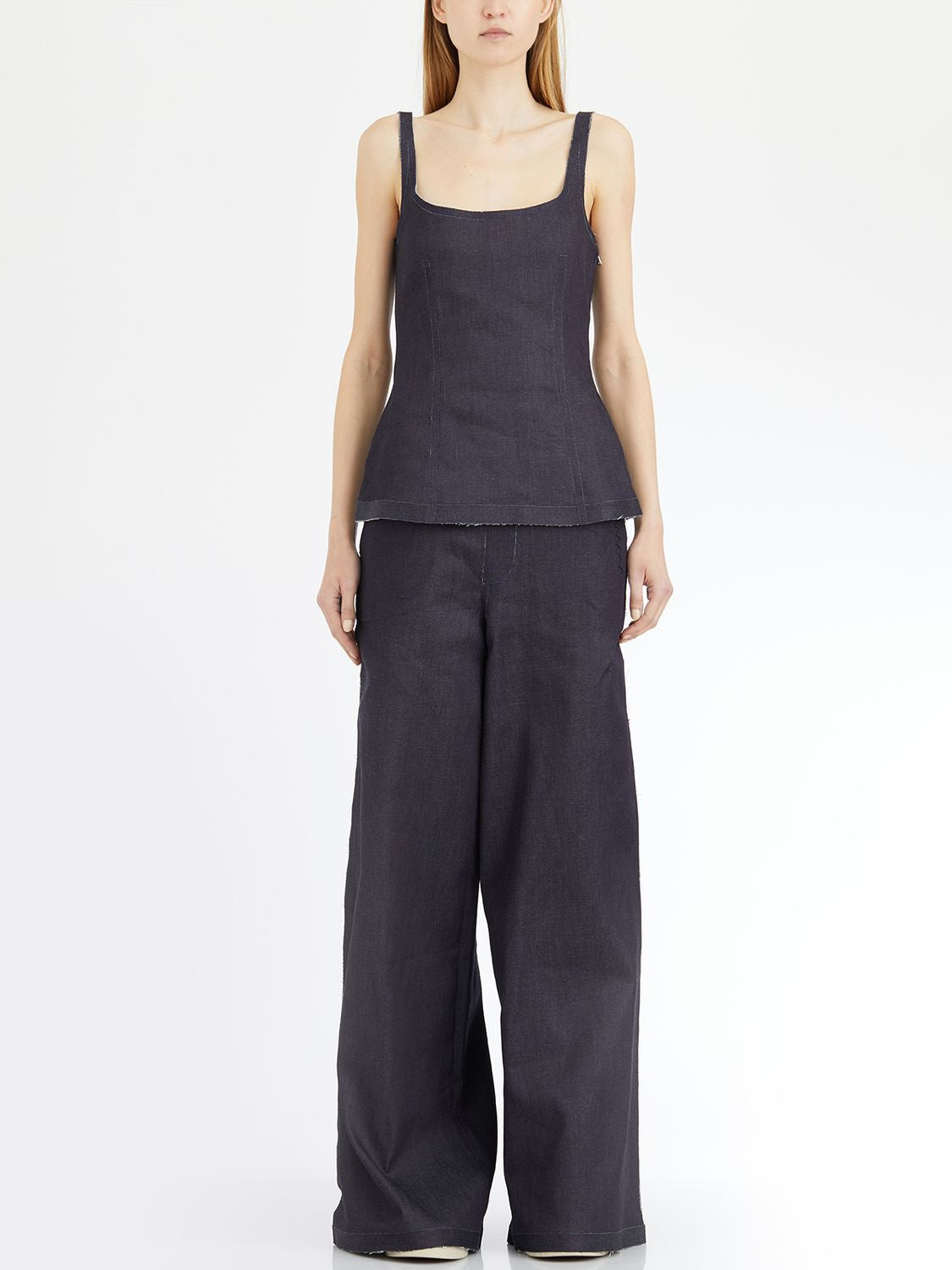 MARNI Shaped Denim Top with Low Neckline for Women (SS25)