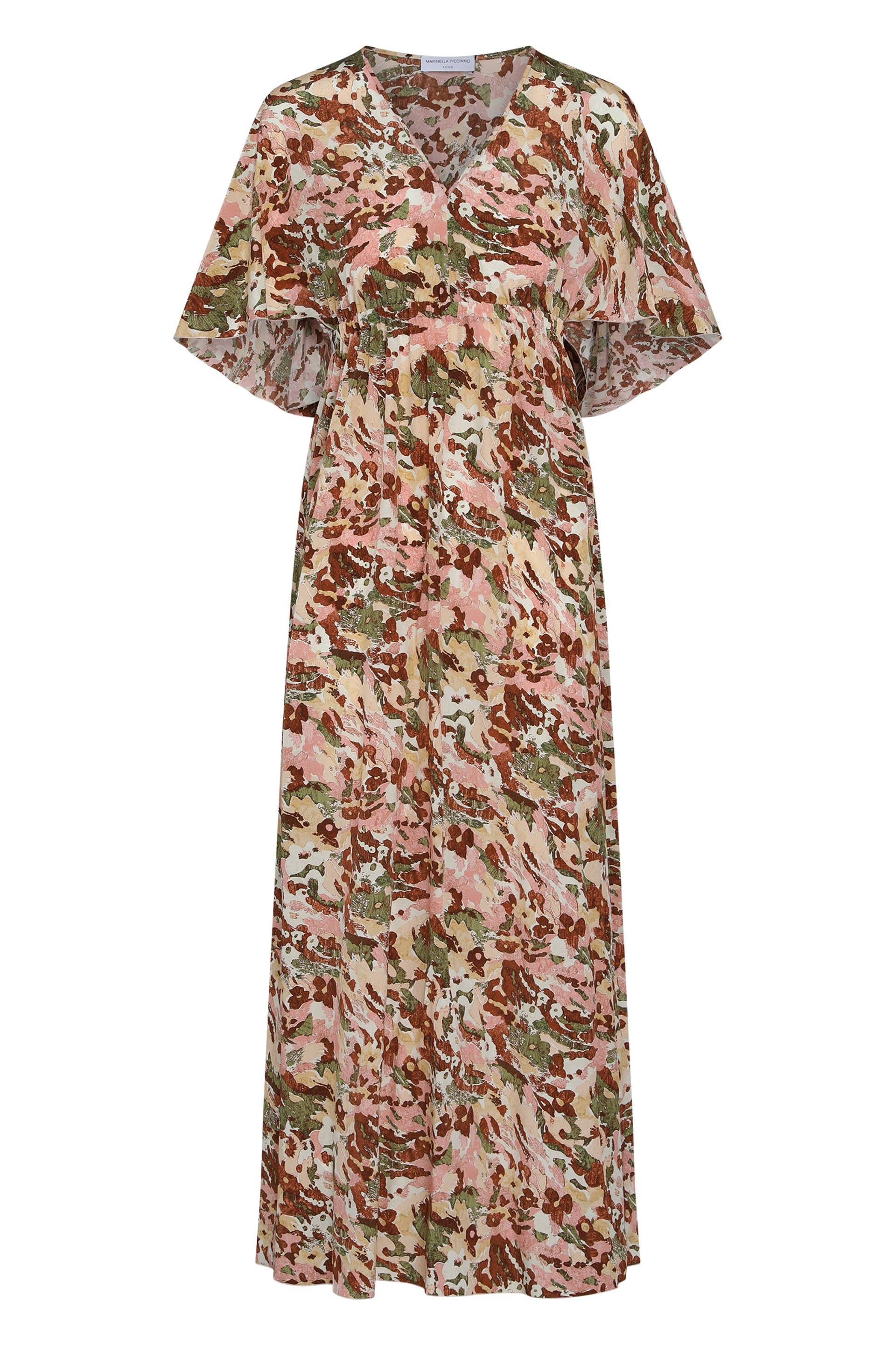 MARINELLA PICCINNO Printed Silk Dress with Elastic Waistband
