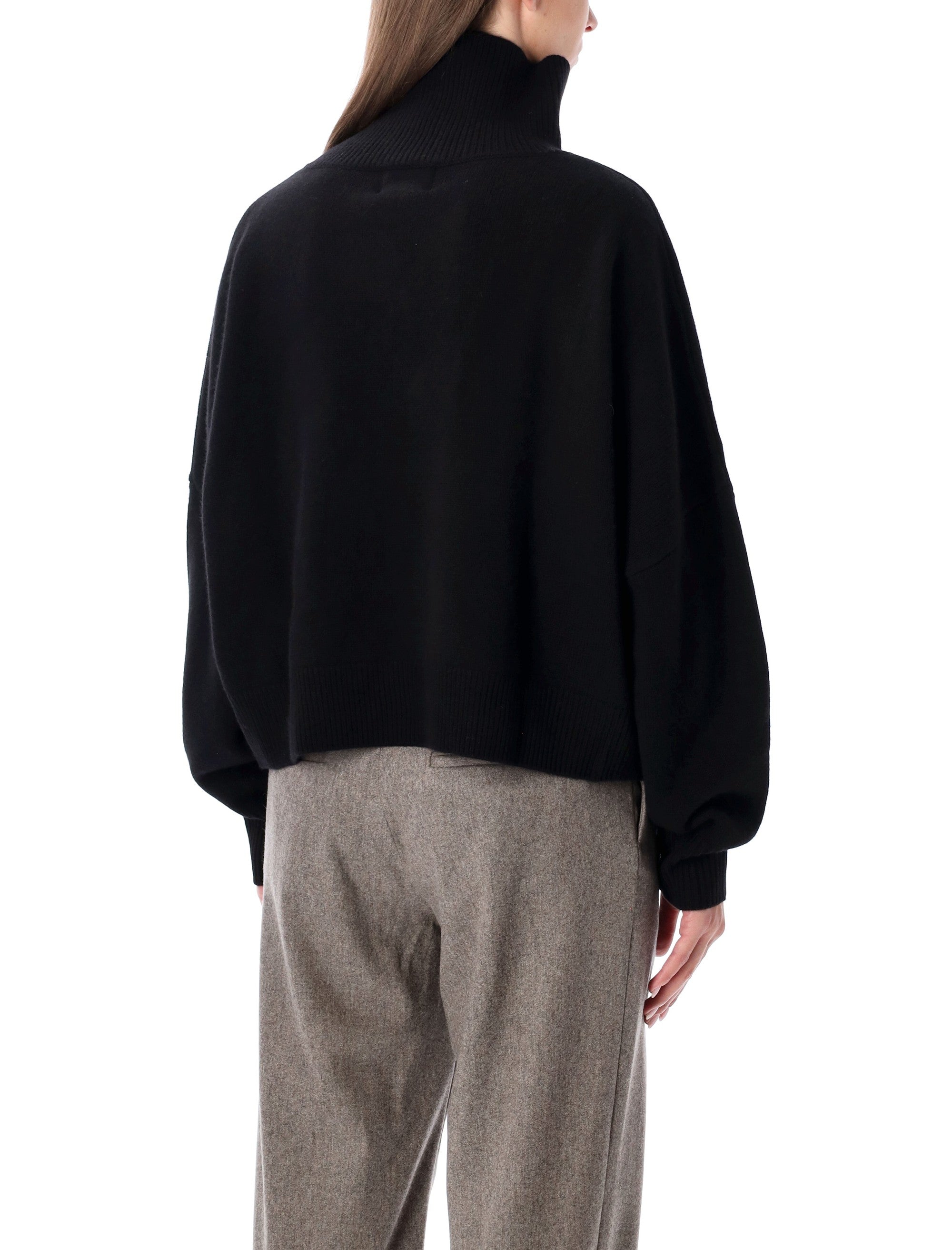 LOULOU Drop Shoulder Wool-Cashmere Stand Collar Sweater - Size S
