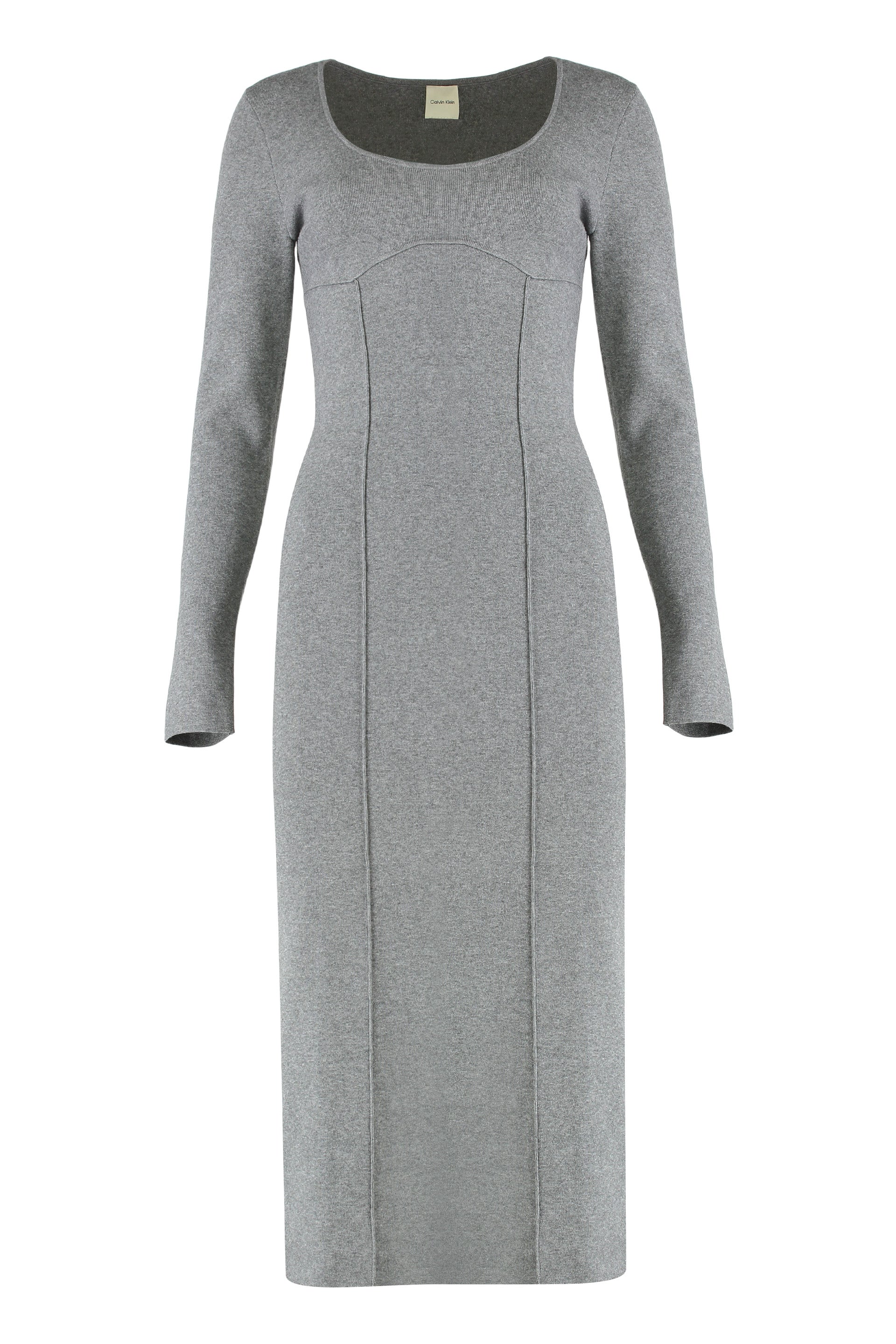 CALVIN KLEIN Elegant Midi Dress with Long Sleeves