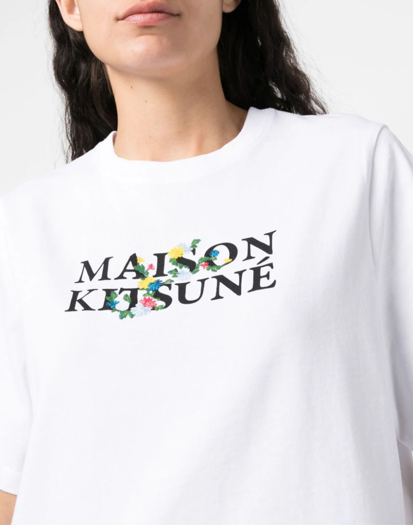 MAISON KITSUNÉ Classic Logo T-Shirt with Floral Print for Women