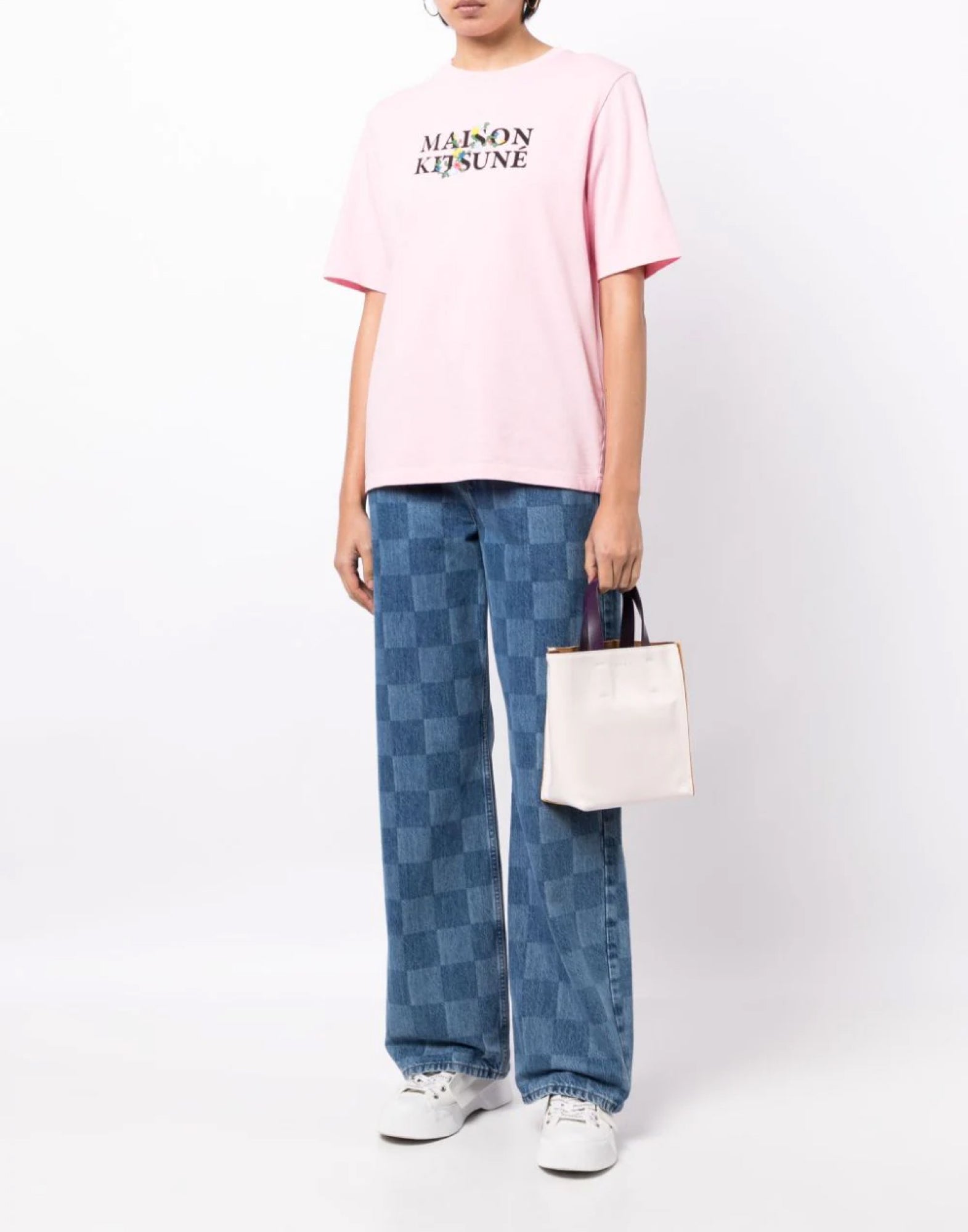 MAISON KITSUNÉ Flower Print Classic Logo T-Shirt - Short Sleeve