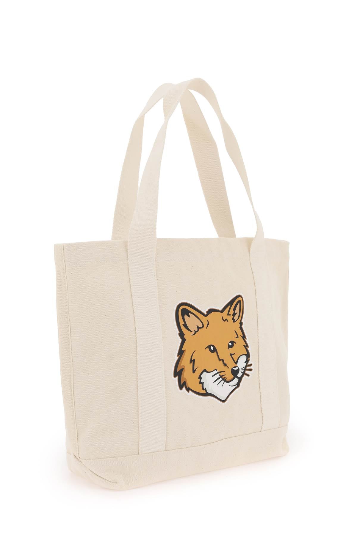 MAISON KITSUNÉ Canvas Tote Handbag with Fox Head Design