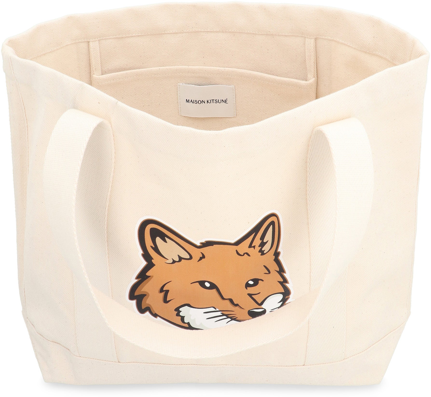 MAISON KITSUNÉ Fox Head Canvas Shopping Handbag
