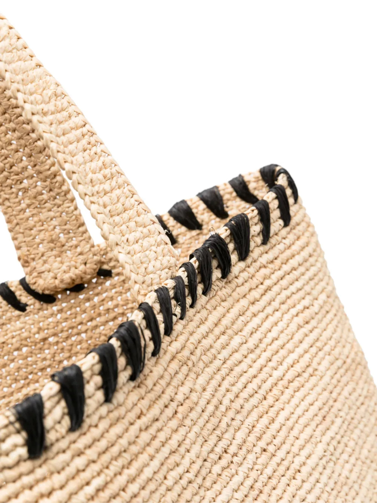 LANVIN Embroidered Logo Raffia Tote Handbag - 44x44x7 cm