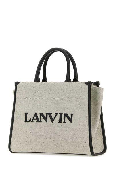 LANVIN Mini Two-Tone Canvas Shopping Handbag
