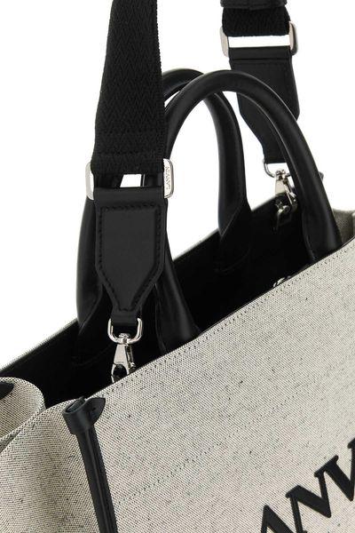 LANVIN Mini Two-Tone Canvas Shopping Handbag