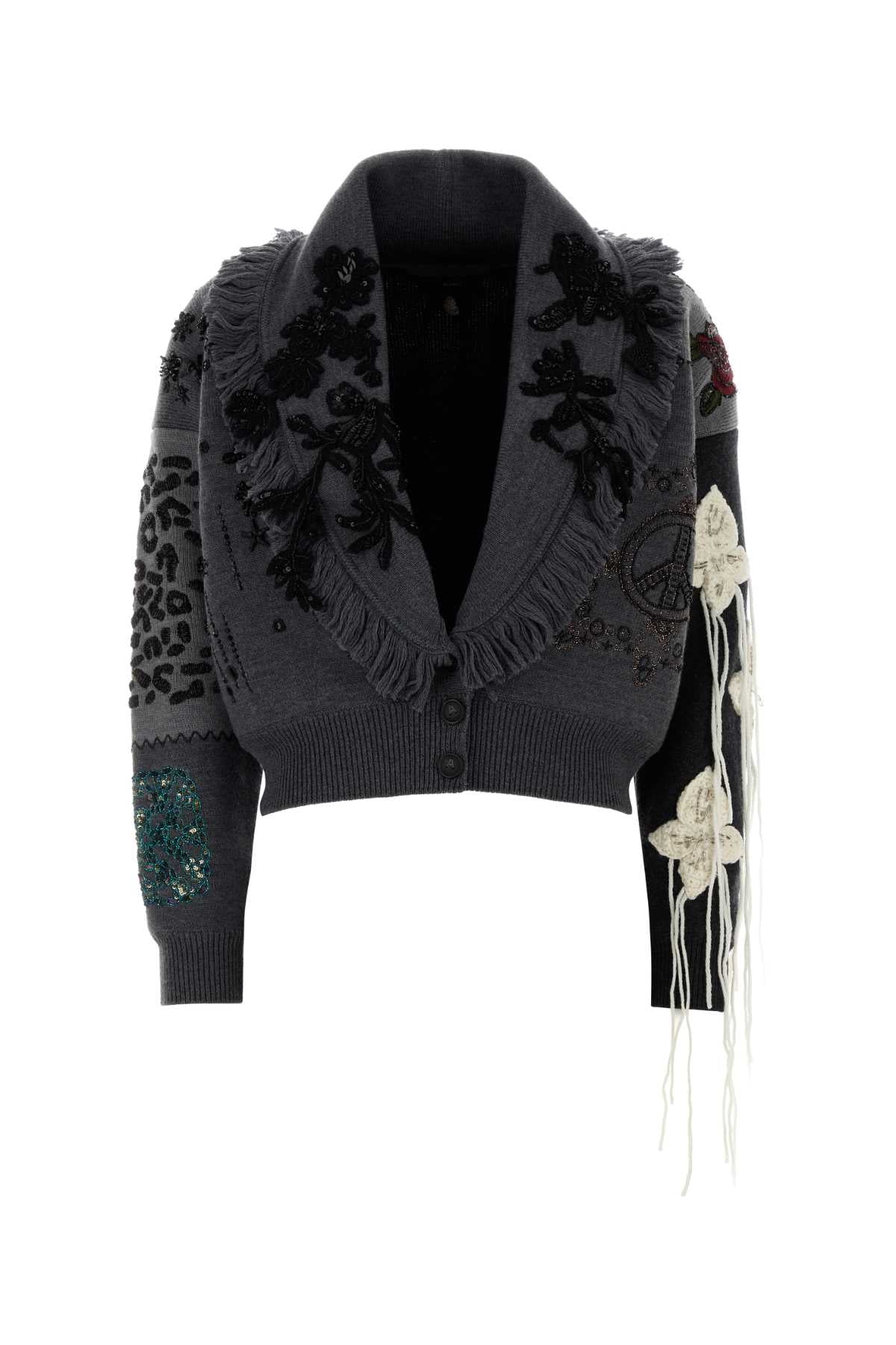ALANUI Midnight in Manhattan Embroidered Wool Cardigan