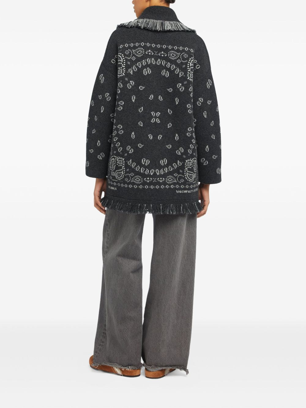 ALANUI Fringed Jacquard Cardigan with Detachable Waist Belt
